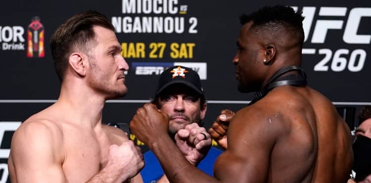 UFC 260 weigh-in face-off Stipe Miocic vs Francis Ngannou