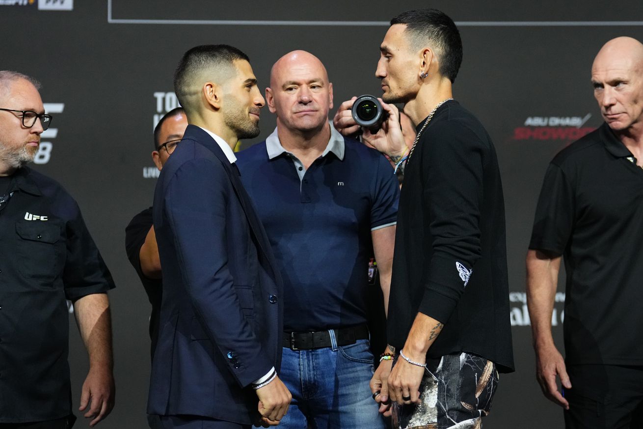 Ilia Topuria and Max Holloway at UFC 308