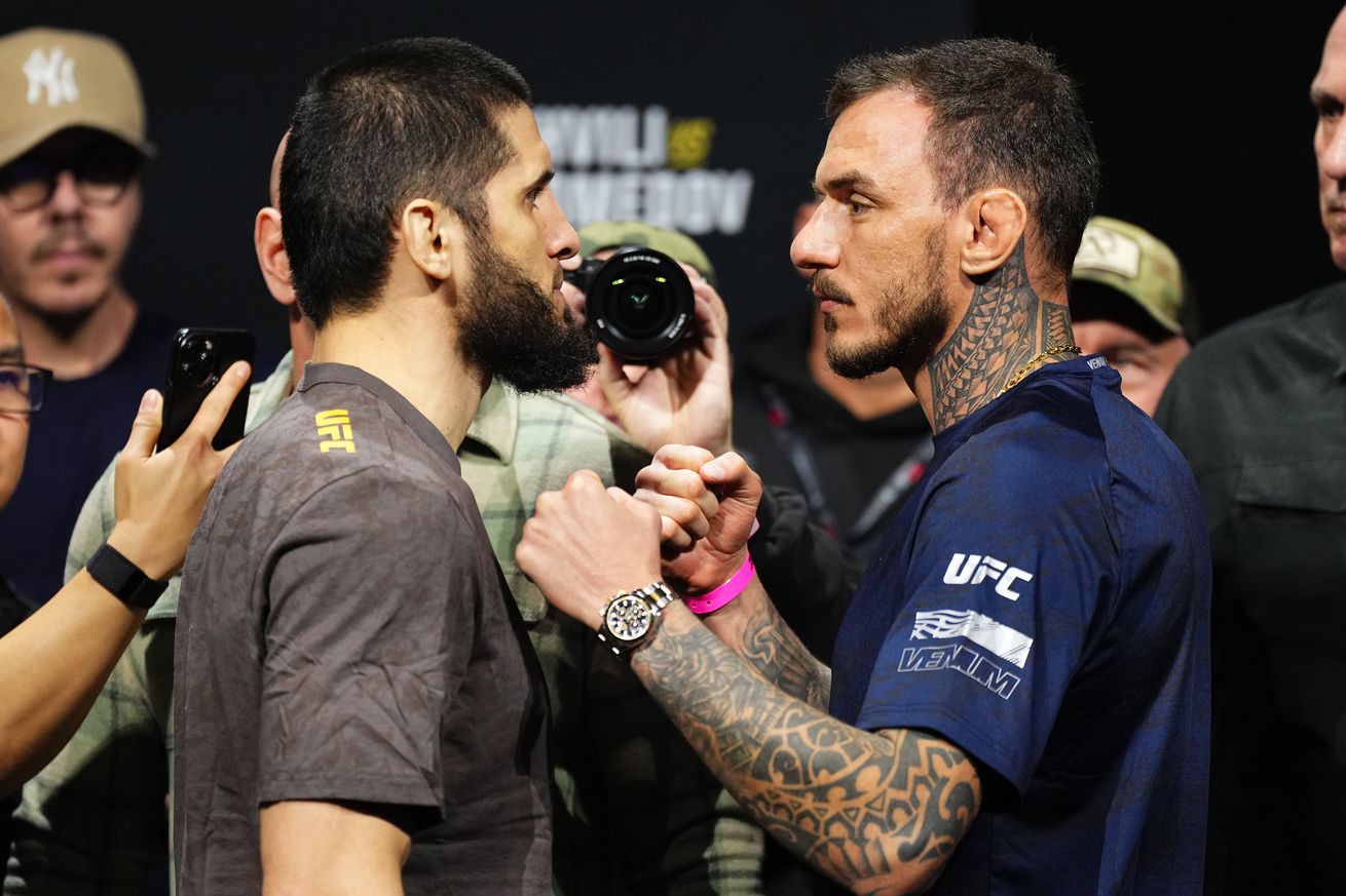 Islam Makhachev and Renato Moicano at UFC 311