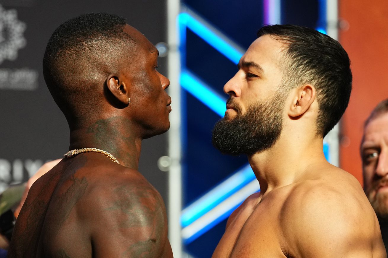 Israel Adesanya and Nassourdine Imavov at UFC Saudi Arabia