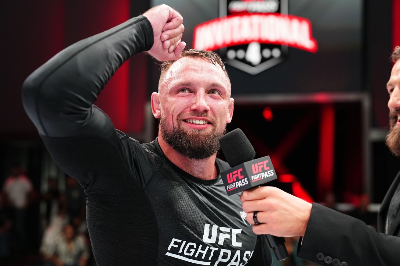 BJJ star Craig Jones reacts after his victory over Felipe Pena during the UFC Fight Pass Invitational 4 event at UFC APEX on June 29, 2023 in Las Vegas, Nevada. UFC Fight Pass Invitational 4